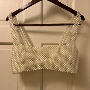 NWOT White Pearl Mesh Top
